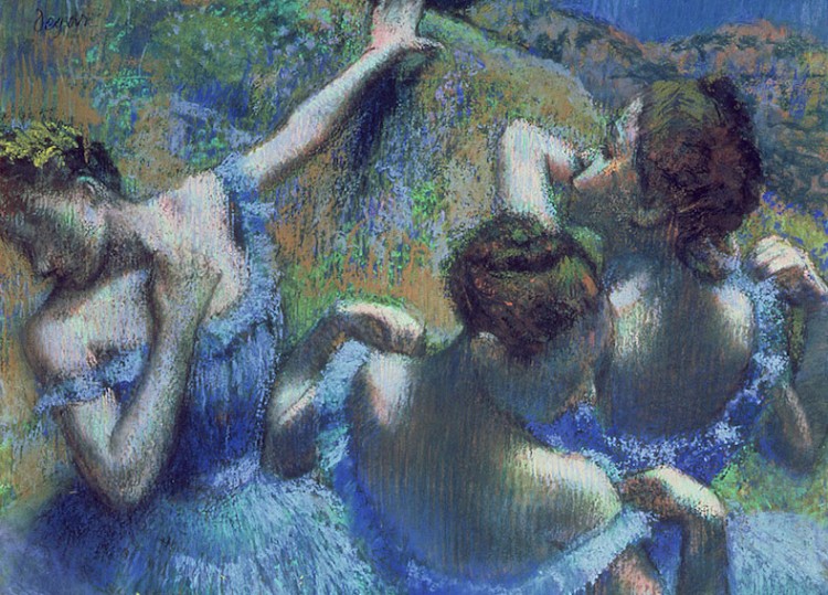 Degas pastel of dancers.