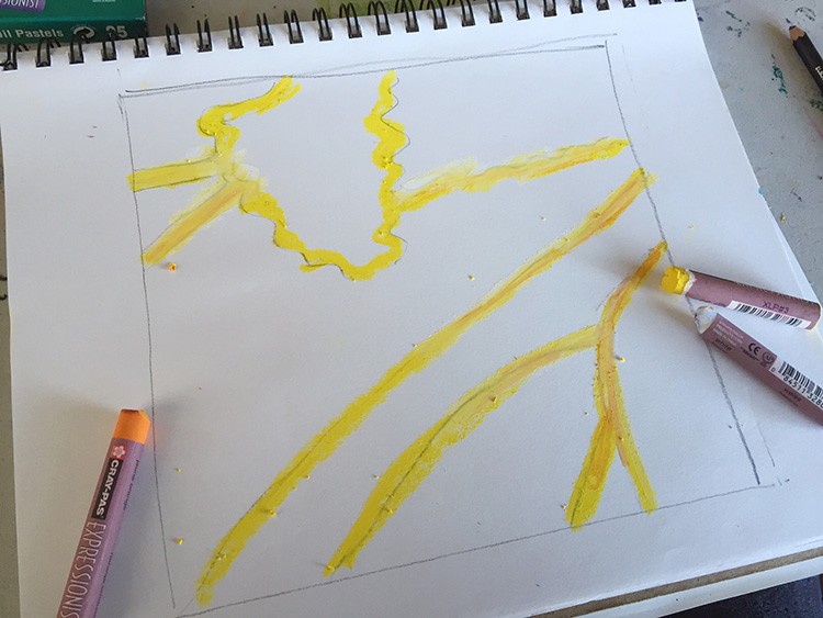 Create thick bold and bright outlines first. You can use a pencil for guide lines, but be very light.