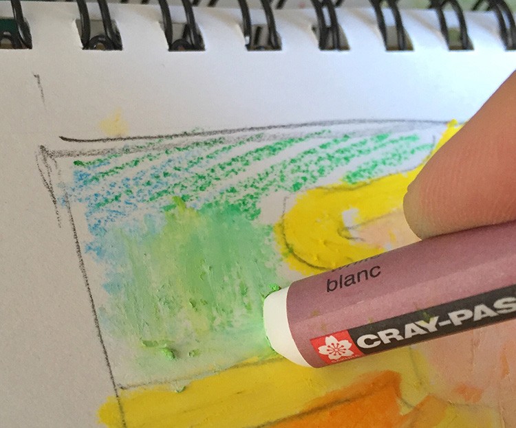 Finish by blending with white and/or a blending stick (stump)